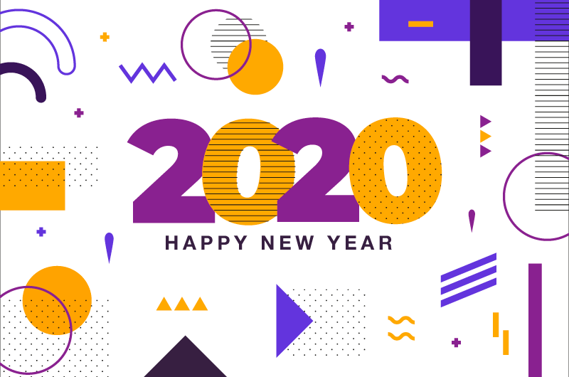孟斐斯风格2020新年快乐矢量素材(AI/EPS)