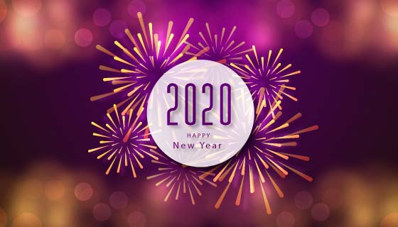 烟花散景2020新年快乐矢量素材(AI/EPS)