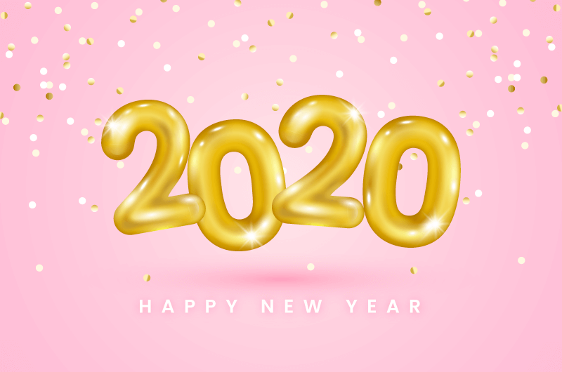金色数字气球2020新年快乐背景矢量素材(AI/EPS)