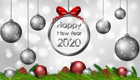 圣诞装饰2020新年快乐矢量素材(EPS)