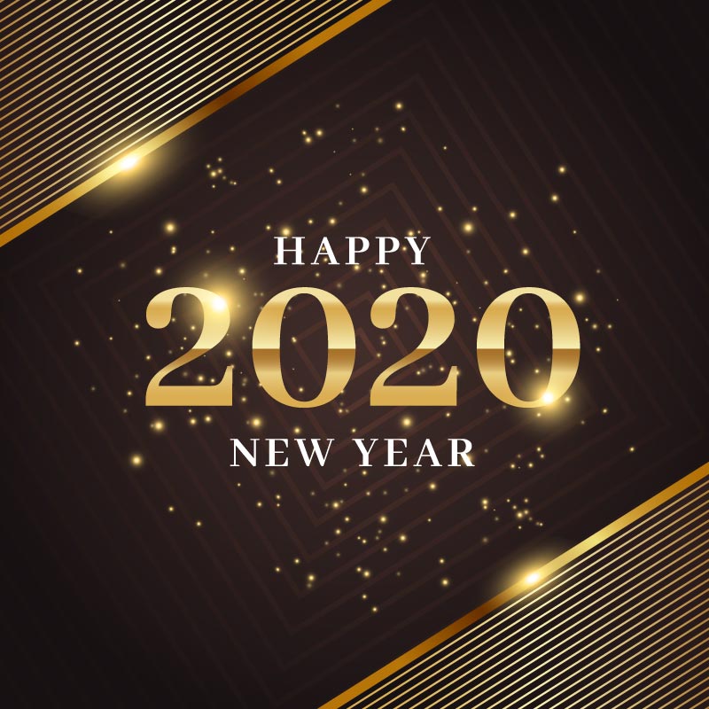 金色线条2020新年快乐矢量素材(AI/EPS)