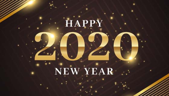 金色线条2020新年快乐矢量素材(AI/EPS)