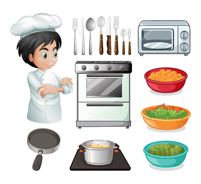 厨师及厨房工具矢量素材(EPS)