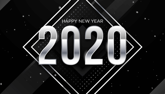 银黑色2020新年快乐背景矢量素材(AI/EPS)