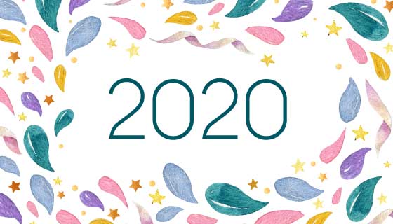 水彩装饰2020新年快乐矢量素材(EPS)