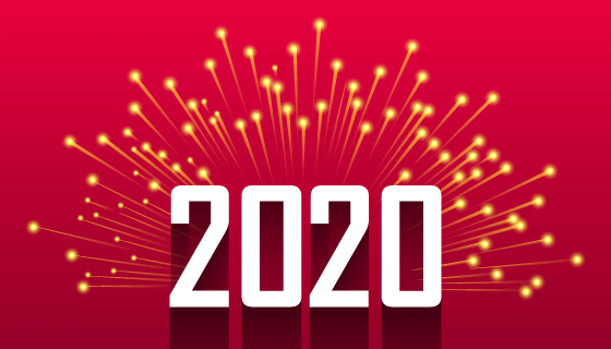 金色烟花2020新年快乐矢量素材(EPS)