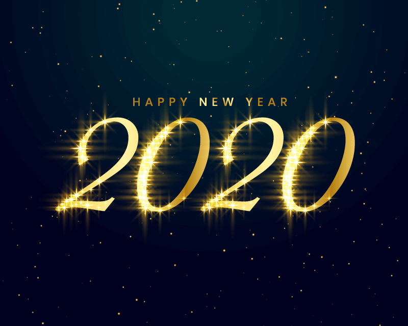金光闪闪的2020新年快乐矢量素材(EPS)