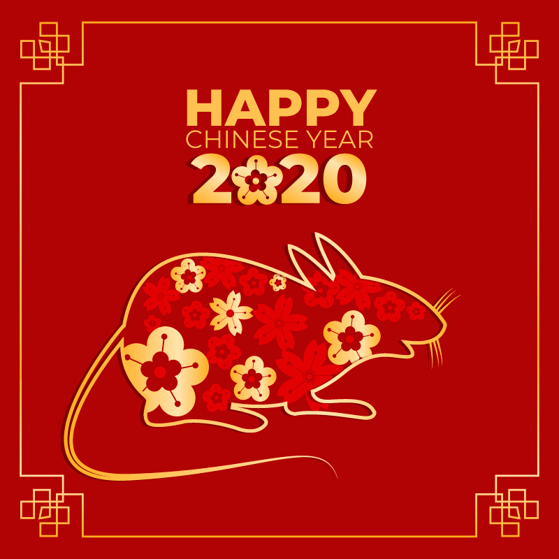 花朵设计的老鼠2020春节快乐矢量素材(AI/EPS/免扣PNG)