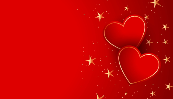两颗红色爱心情人节设计矢量素材(EPS)