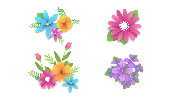 扁平渐变的漂亮花朵矢量素材(AI/EPS/PNG)