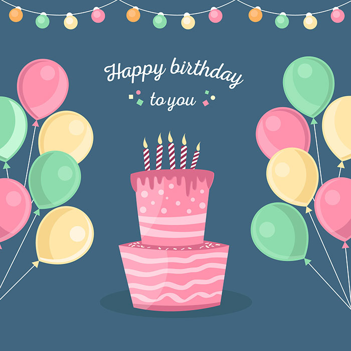 生日蛋糕和气球背景矢量素材(EPS/AI)