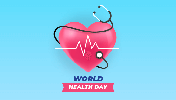 心脏和听诊器设计世界健康日矢量素材(AI/EPS)