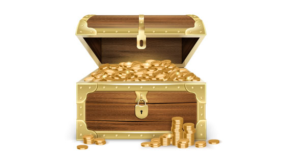 装满金币的宝箱矢量素材(EPS)