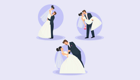 甜蜜的新婚夫妇矢量素材(AI/EPS)