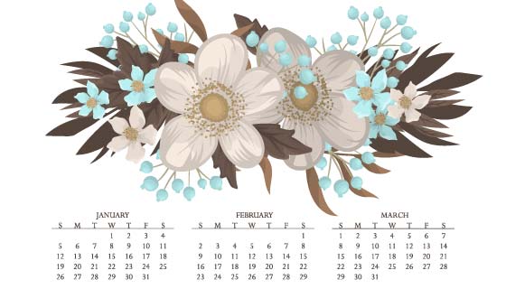 花卉设计2020年日历矢量素材(EPS)