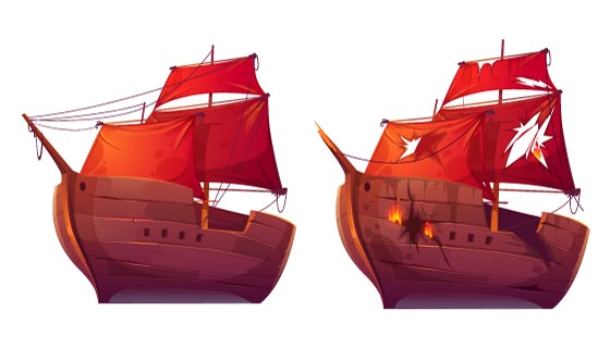红的的木质帆船矢量素材(EPS/PNG)