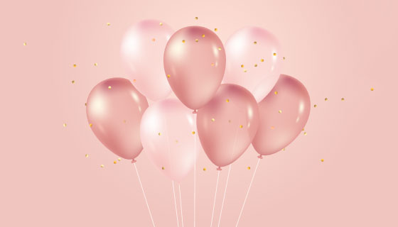 逼真的粉色气球矢量素材(AI/EPS)