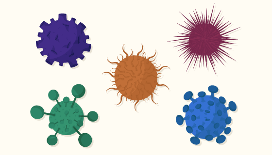 扁平风格不同颜色的病毒矢量素材(AI/EPS/PNG)