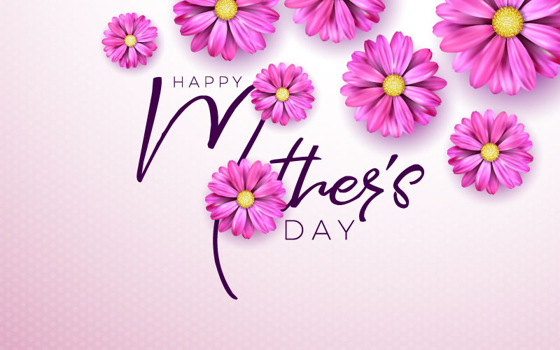 漂亮粉色花朵设计母亲节快乐矢量素材(EPS)