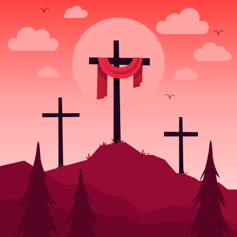 山上的十字架设计圣周矢量素材(AI/EPS)