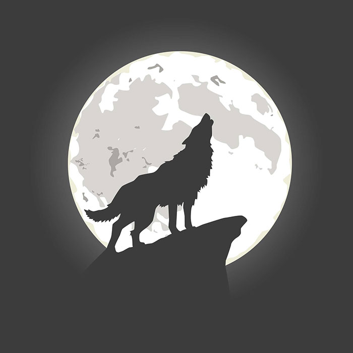 月亮下嚎叫的狼矢量素材(EPS/AI)