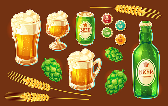 各种容器装的啤酒矢量素材(EPS)