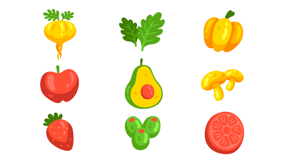 手绘风格可爱蔬菜水果矢量素材(AI/EPS/PNG)