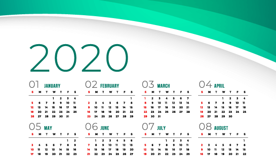 绿色设计简约2020年日历矢量素材(EPS)