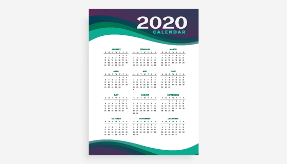 简单设计2020年日历矢量素材(EPS)
