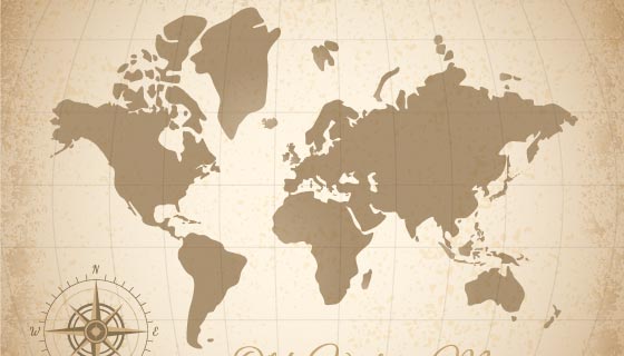 复古风格的世界地图矢量素材(EPS)