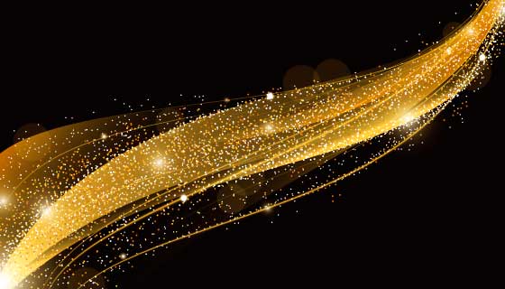 闪亮的金色粒子波浪背景矢量素材(AI/EPS)