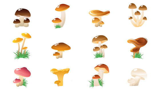 14个可爱的蘑菇免费图标矢量素材(EPS/PNG)