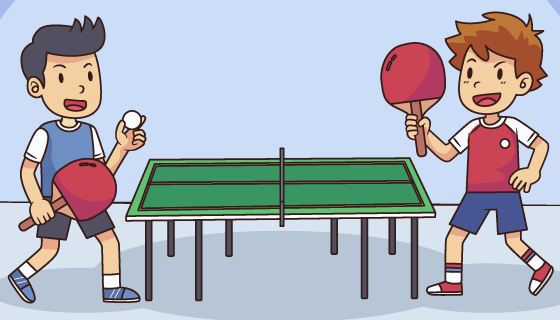 两个打乒乓球的小男孩矢量素材(AI/EPS)