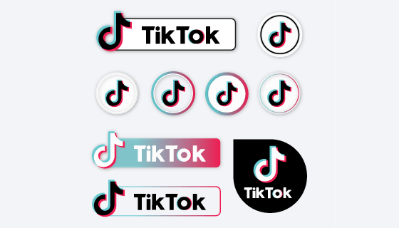 TikTok logo和按钮矢量素材(AI/EPS/PNG)