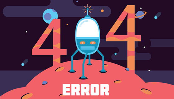 太空设计扁平404错误页面(EPS/AI)