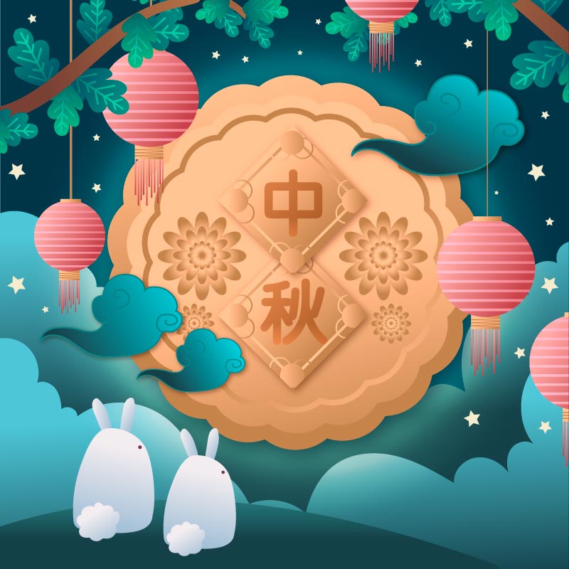 金色月饼设计中秋节矢量素材(AI/EPS)
