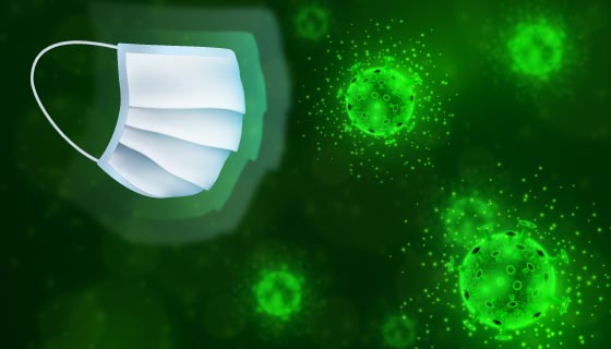 绿色冠状病毒和口罩矢量素材(AI/EPS)