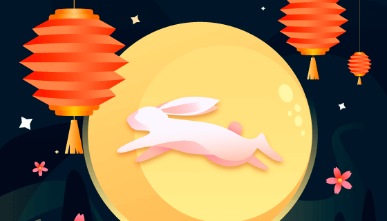 月亮兔子灯笼设计中秋节矢量素材(AI/EPS)