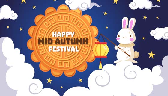 月饼和兔子设计中秋节矢量素材(AI/EPS)