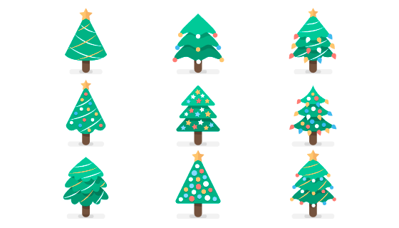9个简单的圣诞树矢量素材(AI/EPS/PNG)