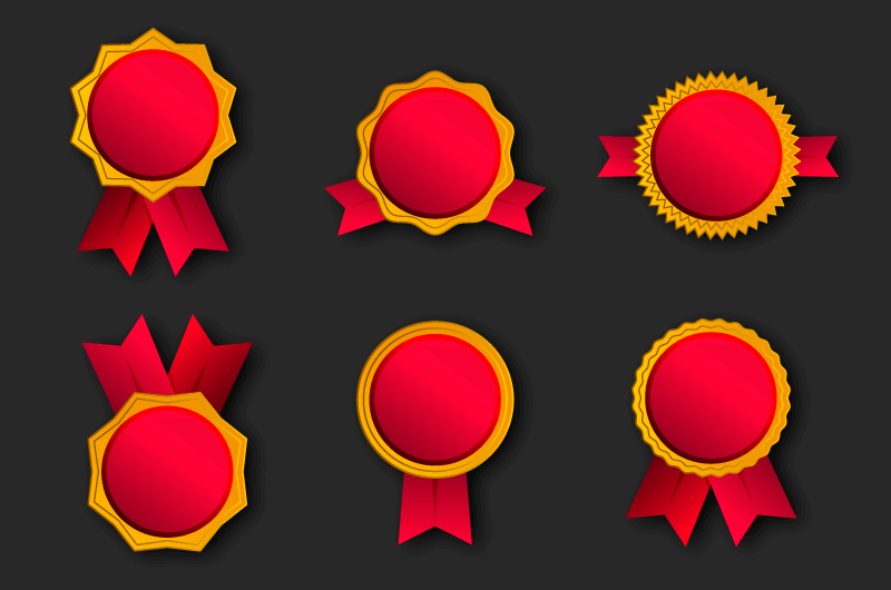 6个不同的红色徽章矢量素材(AI/EPS/免扣PNG)