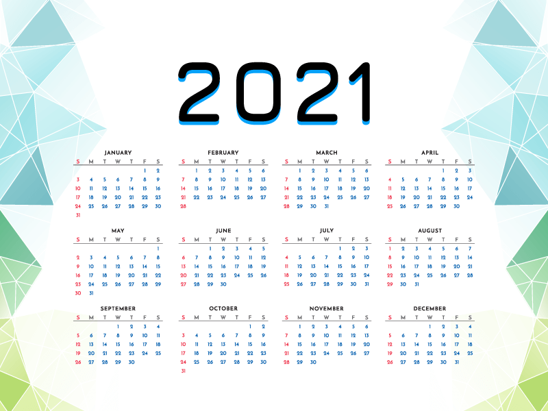 多边形几何设计2021年日历矢量素材(EPS)