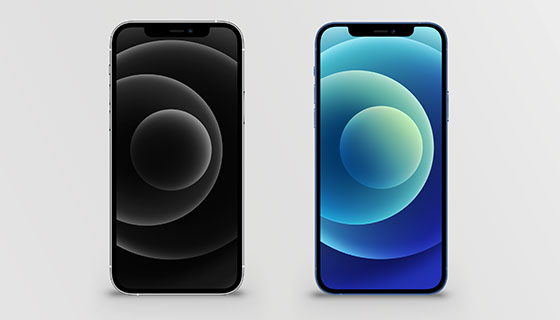 逼真的黑色和蓝色iPhone 12 Pro模型素材(PSD)