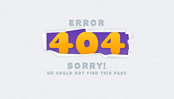 撕纸效果404错误页面矢量素材(EPS/AI)