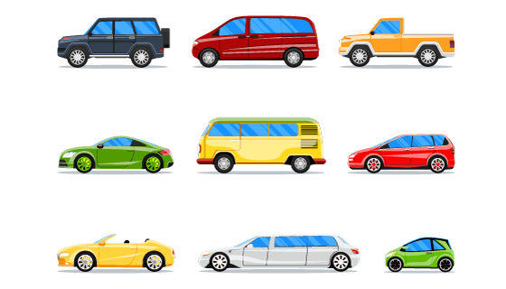 9种不同的车辆矢量素材(EPS/PNG)