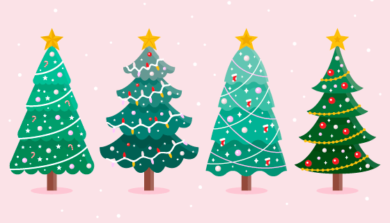 四棵漂亮的圣诞树矢量素材(AI/EPS)