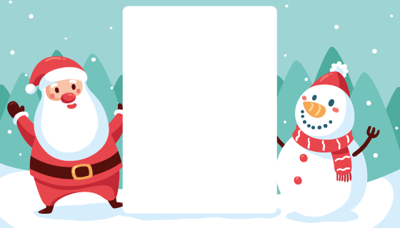 圣诞老人和雪人设计留言白板矢量素材(AI/EPS)