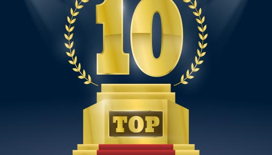 金色的Top 10奖项领奖台矢量素材(AI/EPS)