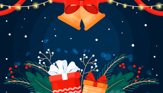 圣诞礼物和铃铛设计圣诞节背景矢量素材(AI/EPS)