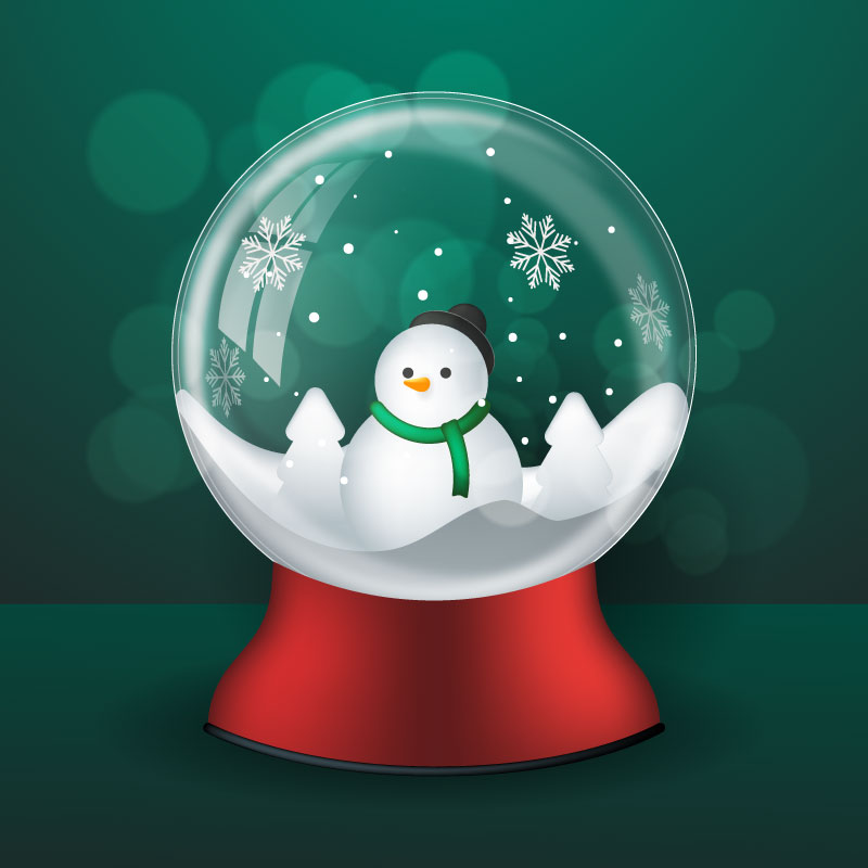 雪人圣诞水晶球矢量素材(AI/EPS)